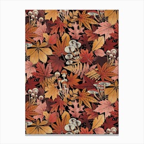 Autumn Leaves And Mushrooms Canvas Print