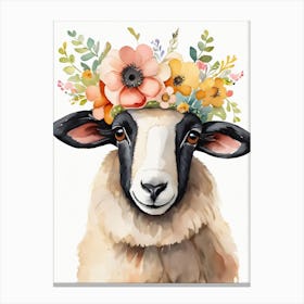 Baby Blacknose Sheep Flower Crown Bowties Animal Nursery Wall Art Print (8) Canvas Print