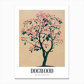 Dogwood Tree Colourful Illustration 4 Poster Canvas Print