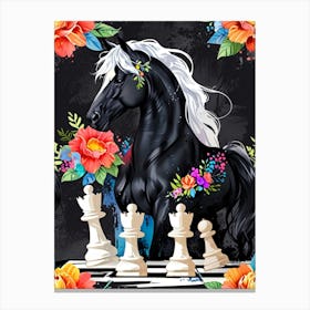 Black Horse Chess Canvas Print