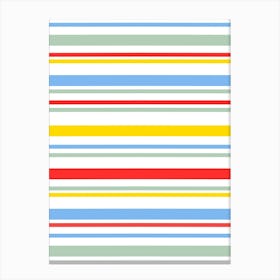 Primary Red Green Blue Yellow Stripes Canvas Print