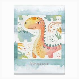 Cute Spiky Pattern Dinosaur 1 Poster Canvas Print