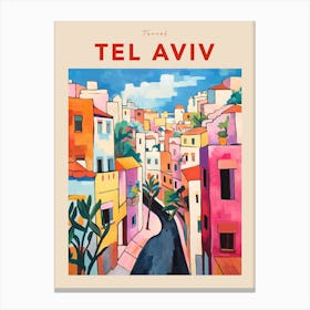 Tel Aviv Israel 6 Fauvist Travel Poster Canvas Print