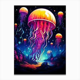 Jellyfish In The Sea Canvas Print