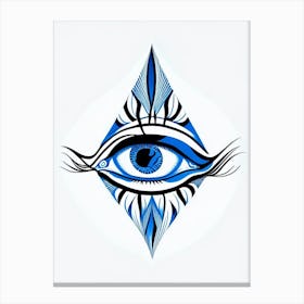 Celestial Eye, Symbol, Third Eye Blue & White 2 Canvas Print