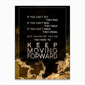 Keep Moving Forward Gold Star Space Motivational Quote Canvas Print