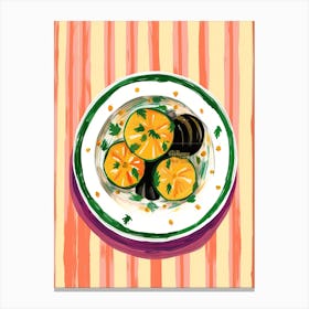 A Plate Of Pumpkins, Autumn Food Illustration Top View 68 Canvas Print