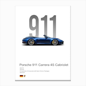 911 Carrera 4s Cabriolet Porsche Canvas Print