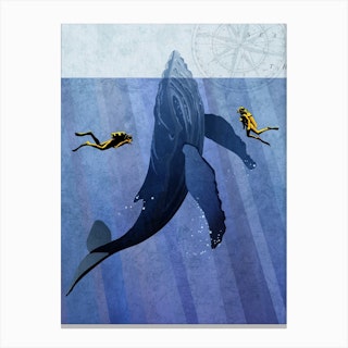 Scuba Whale Dive Canvas Print