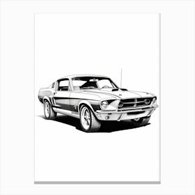 Ford Mustang Line Drawing 24 Canvas Print