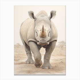 Rhino Walking Portrait 1 Canvas Print