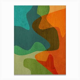 Midcentury Modern Abstract Teal Orange Canvas Print