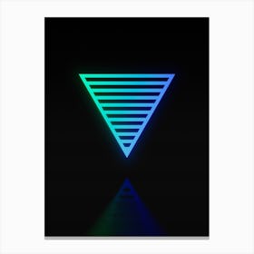 Neon Blue and Green Abstract Geometric Glyph on Black n.0376 Canvas Print