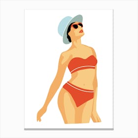 Vintage Woman In Bikini Canvas Print