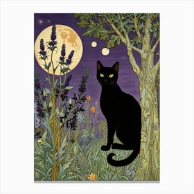 William Morris Black Cat In The Moonlight 3 Canvas Print