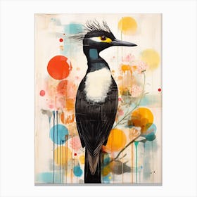 Bird Painting Collage Cormorant 2 Canvas Print