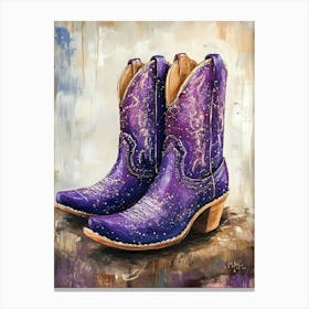 Purple Sparkly Cowgirl Boots 3 Canvas Print