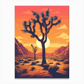  Retro Illustration Of A Joshua Trees At Dusk In Desert 7 Canvas Print