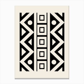 Abstract Black Beige Geometric African Tribal Pattern, Mud Cloth, Neutral Boho Canvas Print