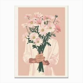 Spring Girl With Pink Flowers 1 Canvas Print