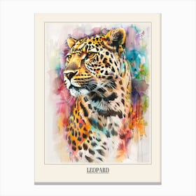Leopard Colourful Watercolour 1 Poster Canvas Print