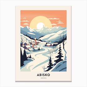 Vintage Winter Travel Poster Abisko Sweden 4 Canvas Print
