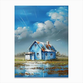 Blue House In The Water Canvas Print