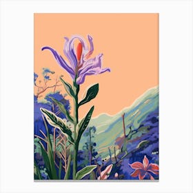 Boho Wildflower Painting Fringed Gentian 1 Canvas Print