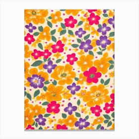 Larkspur Floral Print Warm Tones 1 Flower Canvas Print