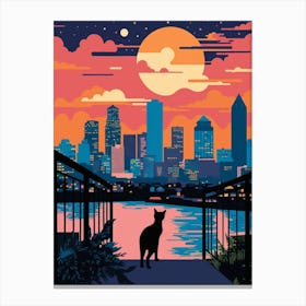 Houston, United States Skyline With A Cat 0 Canvas Print