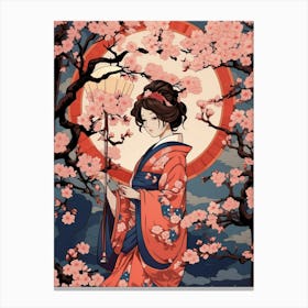 Cherry Blossoms Japanese Style Illustration 10 Canvas Print