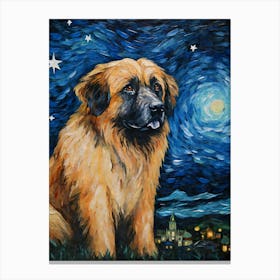 Leonberger Starry Night Dog Portrait Canvas Print