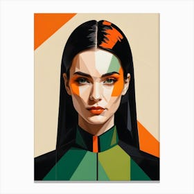 Geometric Woman Portrait Pop Art (30) Canvas Print