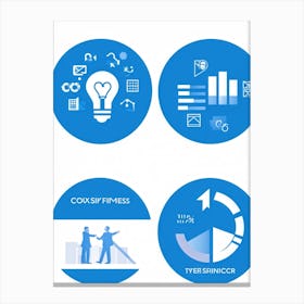 Business Decision Making Process Represented As Minimalistic Icons Split Screens Showing A Thought (1) Canvas Print