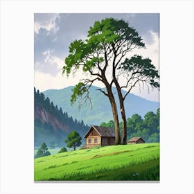 Landscape With A House And Tree Canvas Print