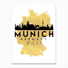 Munich Germany Silhouette City Skyline Map Canvas Print