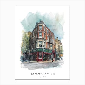 Hammersmith London Borough   Street Watercolour 2 Poster Canvas Print