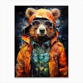 Bear With Glasses animal art Canvas Print