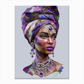 Regal Elegance Of Geometric Portrait with Amethyst Jewels Canvas Print