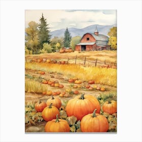 Pumpkin Farm, Watercolour 0 Canvas Print
