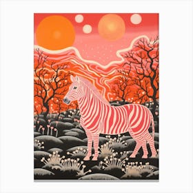 Orange Coral Zebra 2 Canvas Print