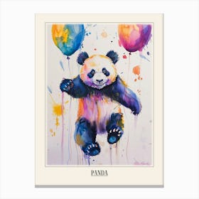 Panda Colourful Watercolour 1 Poster Canvas Print
