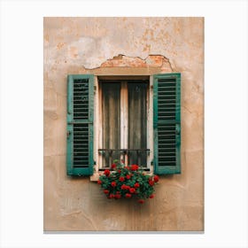 Green Shuttered Window 3 Canvas Print