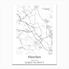 Heerlen,Netherlands Minimalist Map Canvas Print