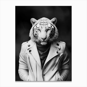 Cute White Tiger Wearing Jacket Canvas Print