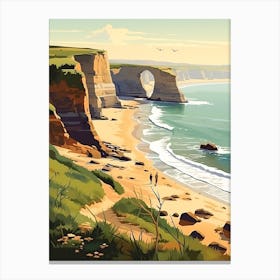 South West Coast Path England 1 Vintage Travel Illustration Canvas Print