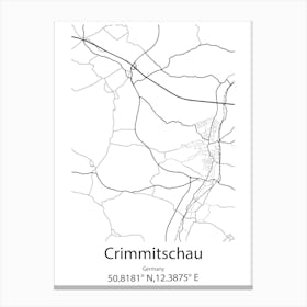 Crimmitschau,Germany Minimalist Map Canvas Print