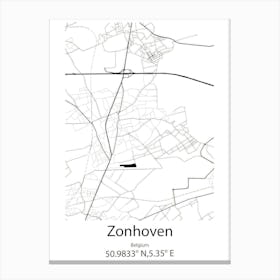 Zonhoven,Belgium Minimalist Map Canvas Print