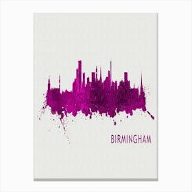 Birmingham England City Purple Canvas Print