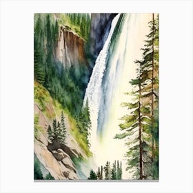 Horsetail Falls, United States Water Colour  (3) Canvas Print